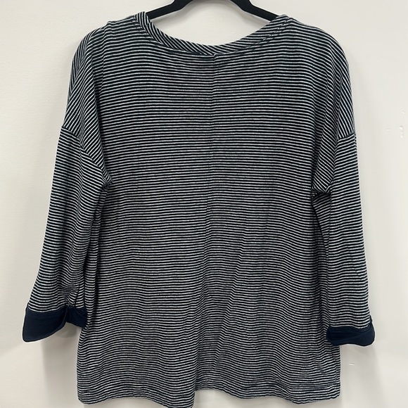 J Jill navy blue and white stripe T-shirt L - Picture 5 of 5